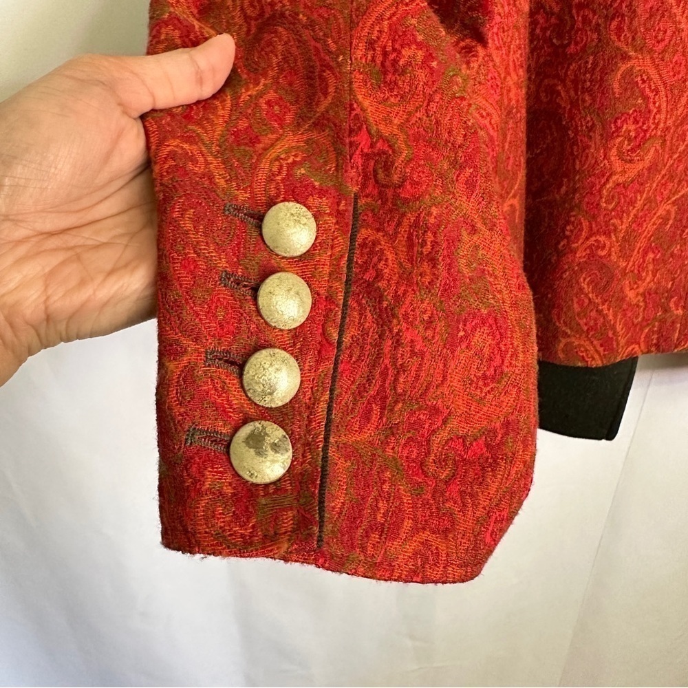 Vintage 80s Steinbock Tyrol Austria Womens Wool Paisley Jacket in Orange sz US20 - Picture 5 of 13